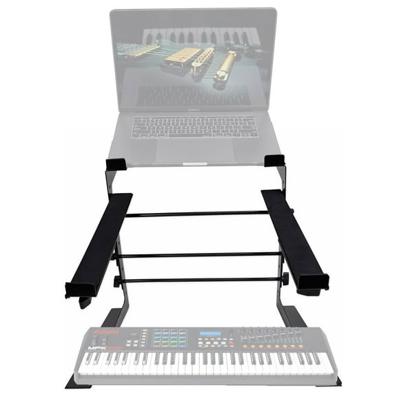 Rockville Dual Shelf Laptop Controller Stand for Akai MPK261 Keyboard