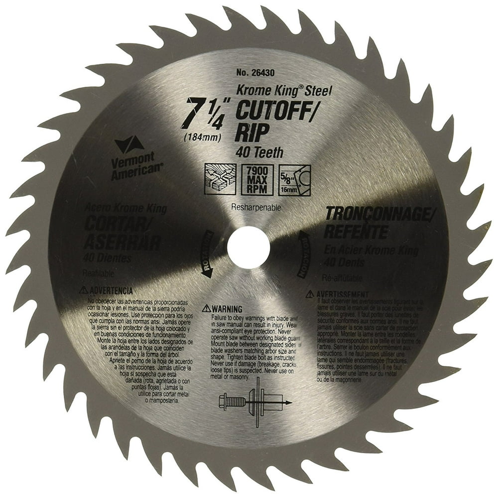 26430 5/8Inch Arbor 71/4Inch 40 Tooth Fine Finish Circular Saw Blade
