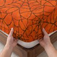 thumbnail image 3 of Queen Size Fitted Sheet Set - Orange Halloween 3 Piece Bedding Sets 16" Deep Pocket Fitted Sheet with 2 Pillowcases, Black Spiders Net Classic Gingham Brushed Microfiber Hotel Luxury Bed Sheets, 3 of 9