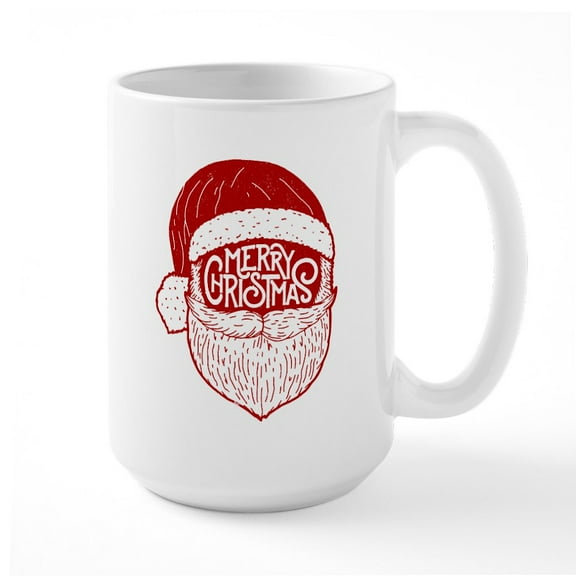 CafePress - Merry Christmas Santa - 15 oz Ceramic Large White Novelty Mug