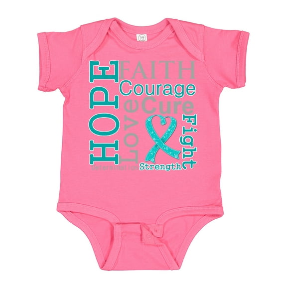 Inktastic Ovarian Cancer Hope Faith Motto Boys or Girls Baby Bodysuit