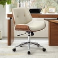 thumbnail image 4 of Adjustable Swivel Office Chair Leather Desk Task Chair for Makeup Vanity Ivory, 4 of 9