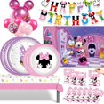 thumbnail image 2 of Juego de vajilla desechable de Disney, suministros de fiesta con temática de Minnie Mouse y margaritas, taza, decoración para fiesta de cumpleaños de bebé y Niña, 2 of 4