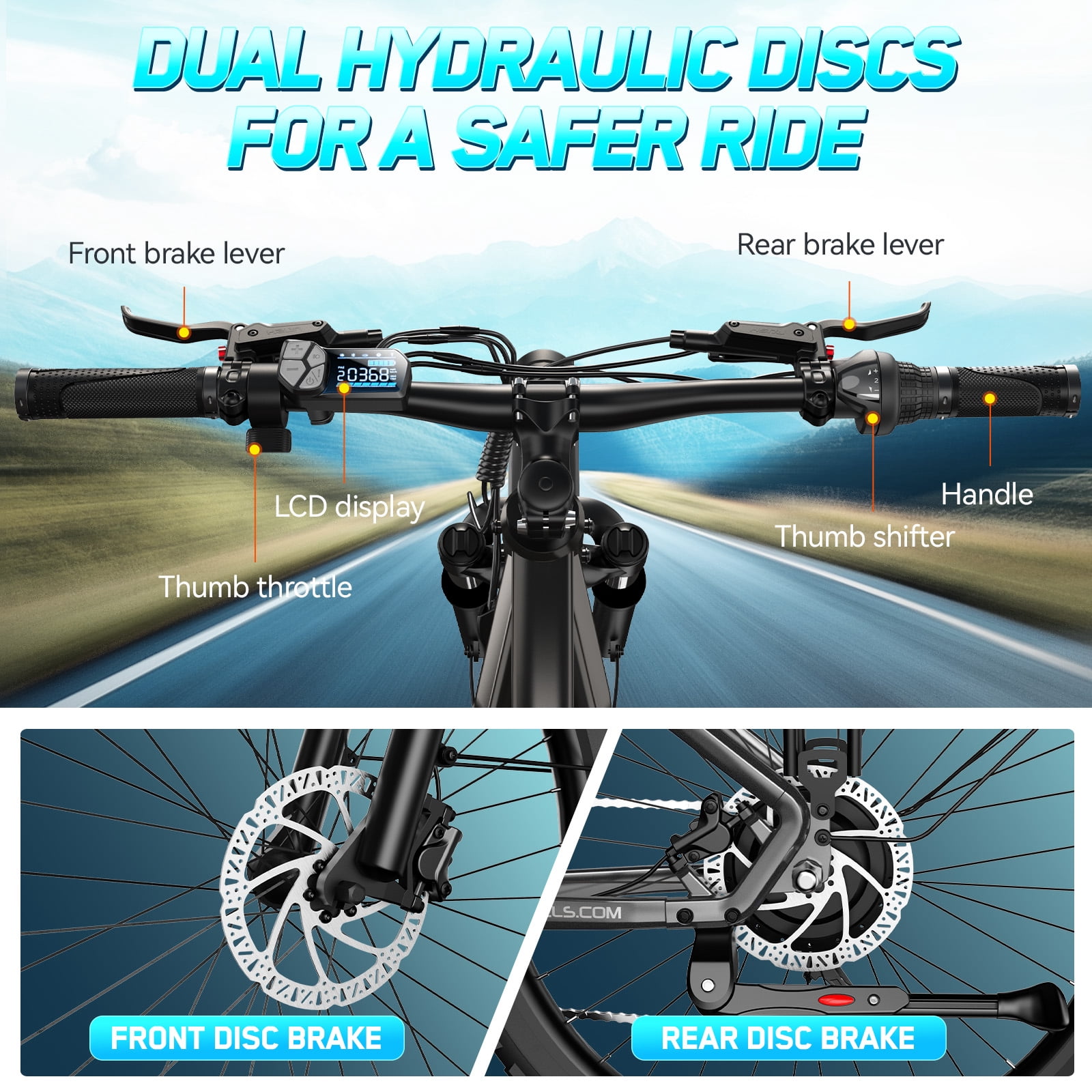 TST Electric Bike for Men, Peak 1000W E Mountain Bike, Electric Bicycle, 27.5" Tire EBike, Hydraulic Disc Brakes, 48V/15Ah Battery