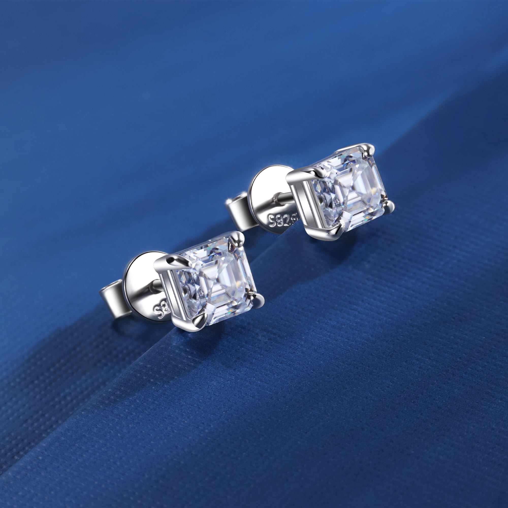 LANCHARMED Earring Hypoallergenic Leverback Moissanite Earrings for Women, 5mm 1.2ct, D-Color VVS1