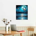 thumbnail image 3 of COMIO  Full Moon over Ocean Canvas Art Blue Butterfly Picture Prints Wall Decor for Bedroom Modern Artwork for Home Kitchen, 3 of 5