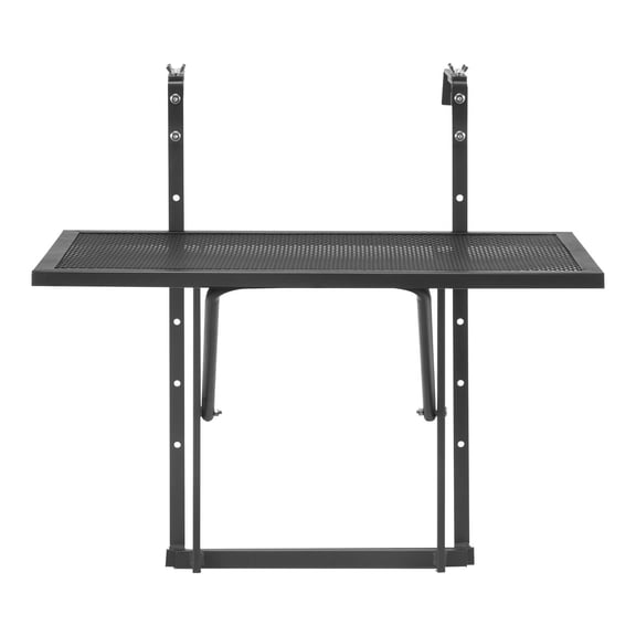 Balcony Hanging Table, 19 x 24 in Metal Folding Balcony Railing Table, Outdoor Balcony Bar Table for Railings, 5-Level Adjustable, Fit Railing from 1" to 4.7", Serving Table for Patio & Deck