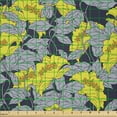 thumbnail image 2 of Ambesonne Floral Fabric by the Yard Microfiber, Contrast Tones Florets, 3 Yards, Yellow and Grey, 2 of 2