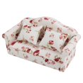 thumbnail image 3 of 1/12 Scale Flower Pattern Mini Furniture Sofa Set With Back Cushions - Exquisite Dollhouse Accessory for 1/12 Scale Dollhouse or Doll, 3 of 8