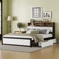 thumbnail image 2 of Miekor Furniture Metal Queen Size Platform Bed With 4 Drawers, Upholstered Headboard and Footboard, Sockets and USB Ports, White B3A399, 2 of 8