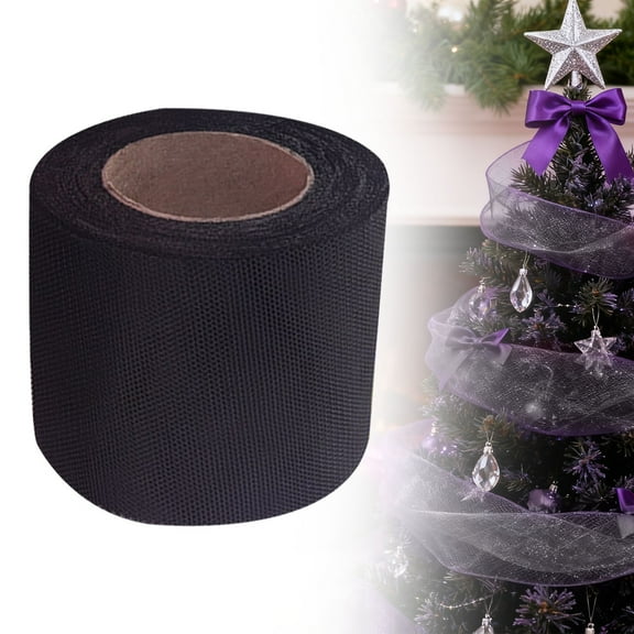 Tulle Fabric Roll,Mesh Fabric,2.36 Inch X 25 Yards Mesh Tulle Ribbon for Gift Wrapping,Tutus,Wedding,Party Decorations,DIY Crafts(Black)