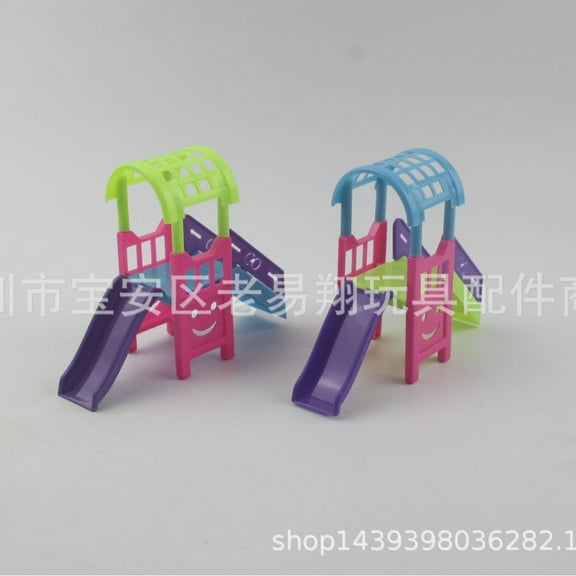 WEUVEB 10-Piece Plastic Dollhouse Sports Playground Set for Kids, Miniature Model Accessories