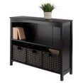 thumbnail image 5 of Winsome Terrace 4-Piece Wide Shelf with 3 Foldable Woven Baskets, Walnut & Chocolate, 5 of 8