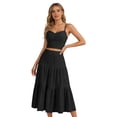 thumbnail image 2 of UDAUDU Two Piece Smocked Dress Set for Women Cami Top & Ruffle Hem Maxi Skirt Summer Set Black 2XL, 2 of 9
