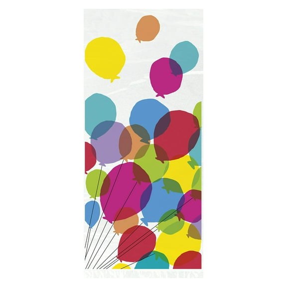 Balloons & Rainbow Birthday Cellophane Bags - 5" x 11" (Pack of 20) - Vibrant Party Favor Bags For Kids & Adults - Perfect For All Celebrations
