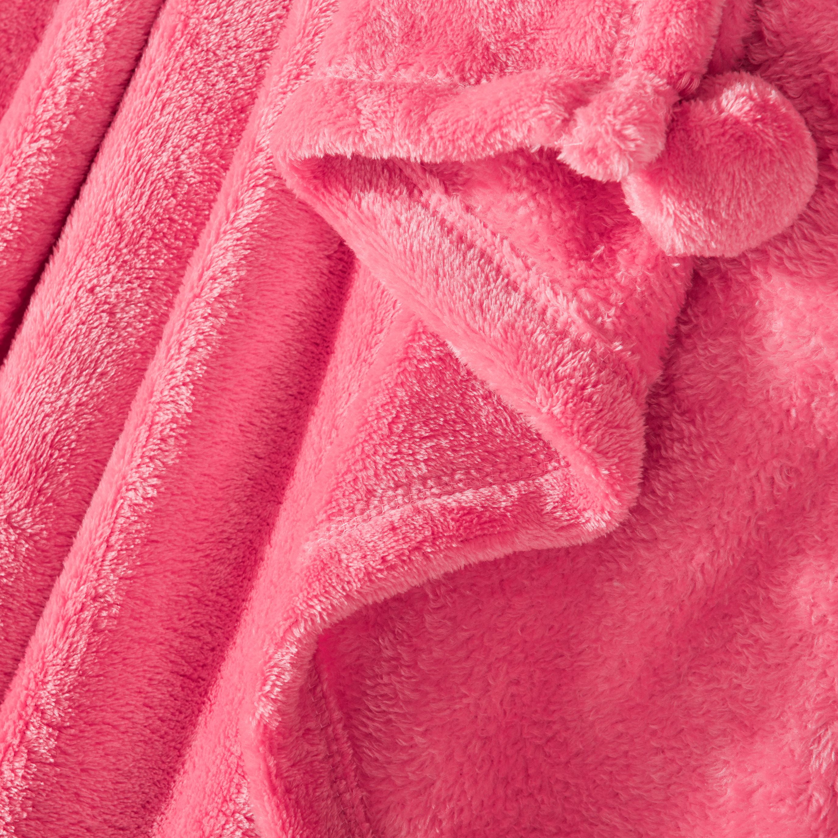 Mainstays Oversized Plush Throw with Poms, Bewitching Coral, 50"x70"