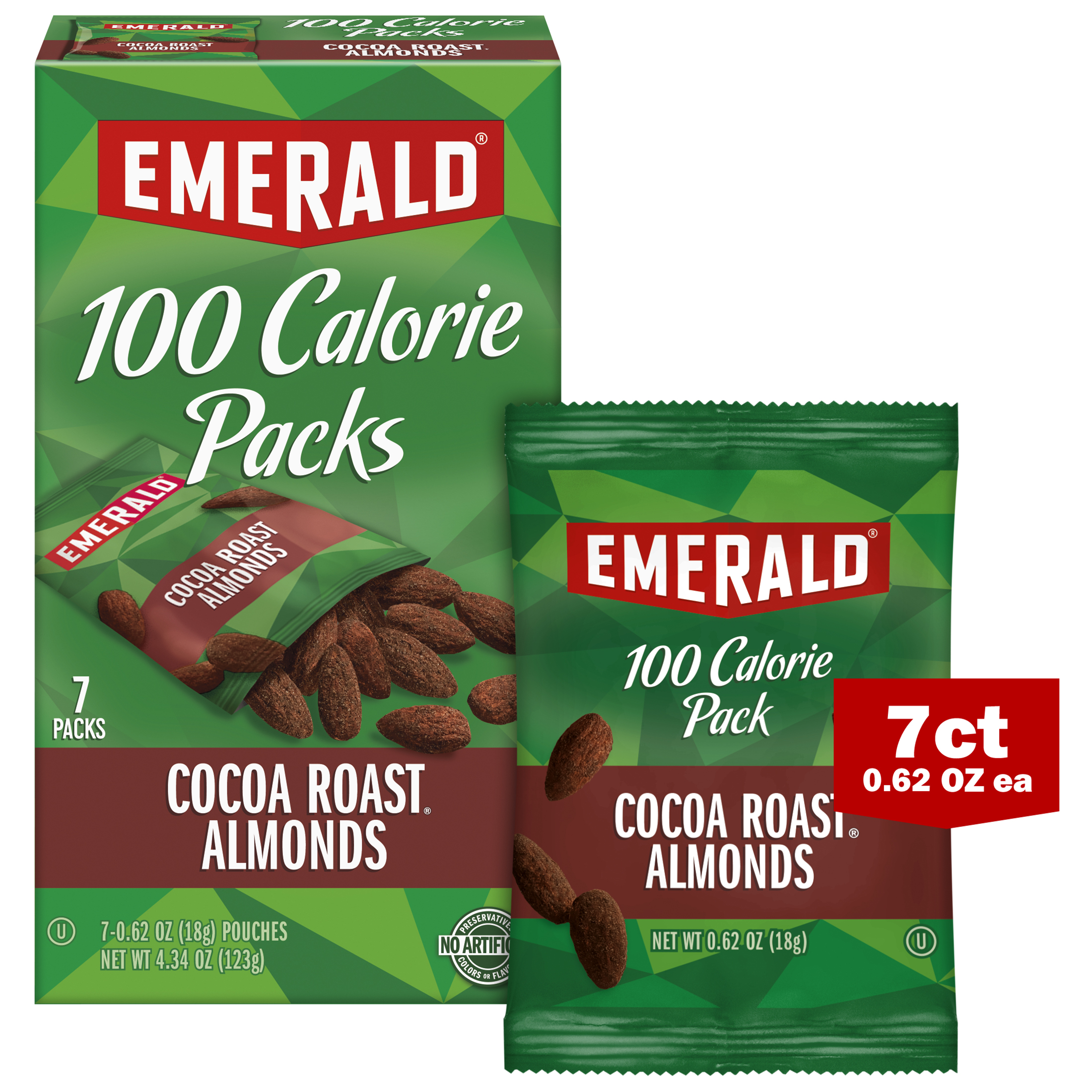 Emerald Nuts Cocoa Roast Almonds, 100 Calorie Packs, 7 Count, 4.34 oz - image 5 of 6
