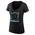 thumbnail image 2 of Women's G-III 4Her by Carl Banks  Black Carolina Panthers Super-Slim Fit Lightweight Collage Team V-Neck T-Shirt, 2 of 3
