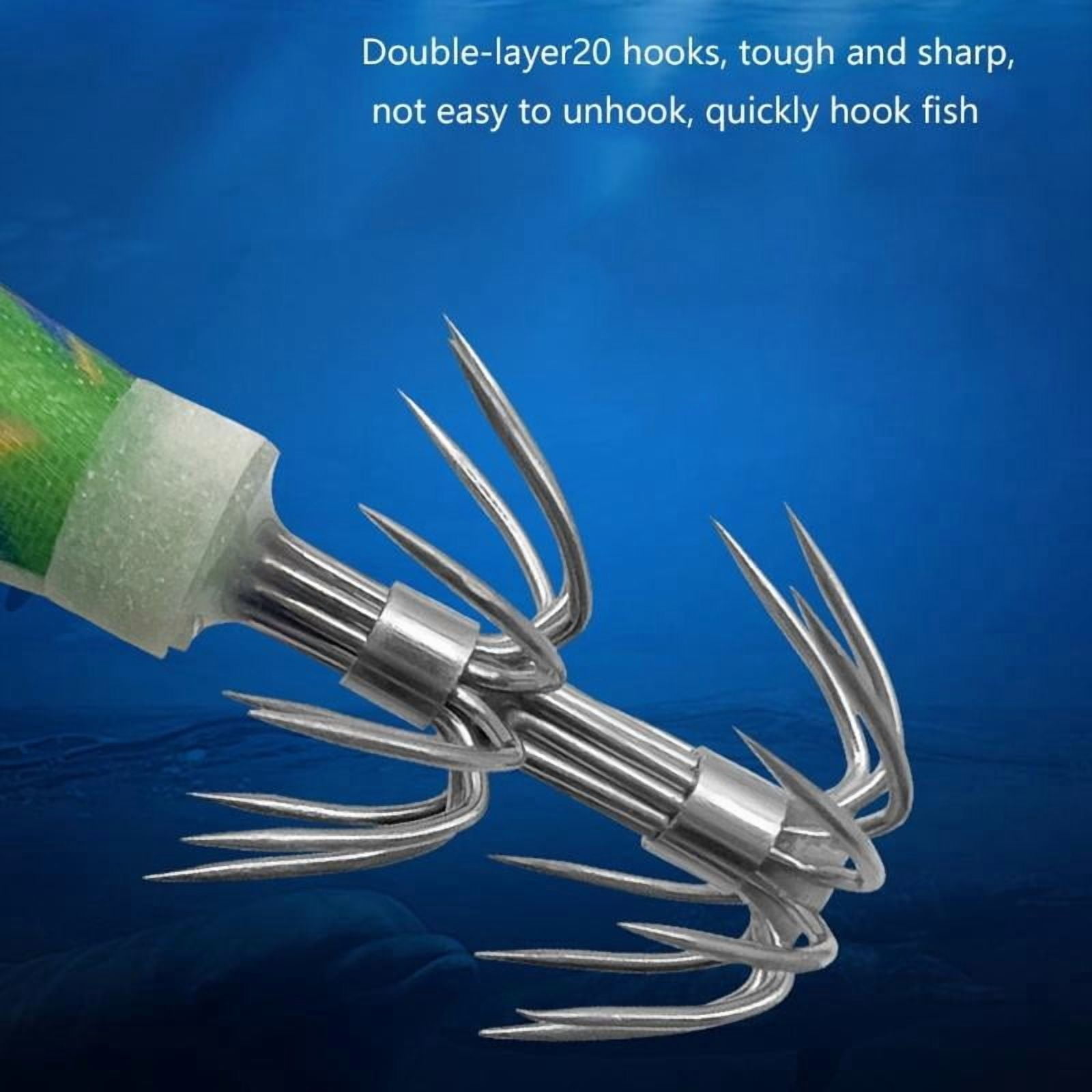 CEORPER 12PCS Realistic Plastic Squid Fishing Lures With Hook Glowing Shrimp Lures