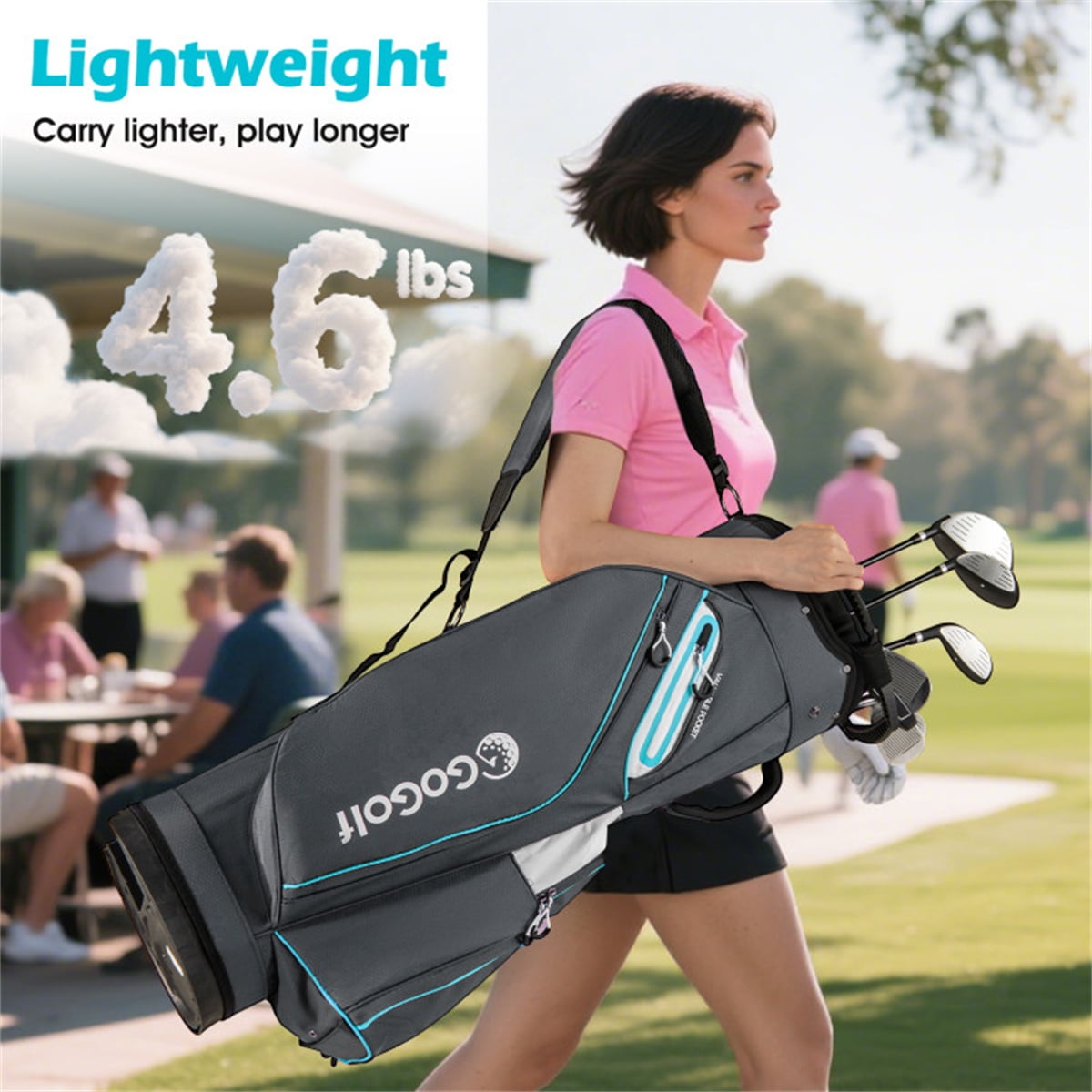 14 Way Golf Cart Bag Lightweight 4.7 lbs Stand Bag with Full Divider 6 Zipper Pockets Cooler Pocket Waterproof Zippers Umbrella Holder Towel Ring Golf Club Organizer Bag for Men Women Gray Blue