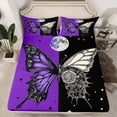 thumbnail image 2 of Homewish Abstract Butterfly 3pcs Twin Sheet Sets For Female Men Teens,Black Purple Twin Fitted Sheet,Exotic Style Breathable Flat Sheet,Luxury Bedroom Decor, 2 of 7