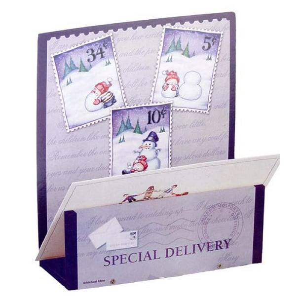 CC Christmas Decor Club Pack de 72 Pourpre et Blanc 'livraison Spéciale' Bonhomme de Neige Carte de Voeux 7.5"