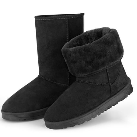 

iMountek Women Ladies Snow Boots Waterproof Mid-Calf Boots Warm Shoes[Black-8]