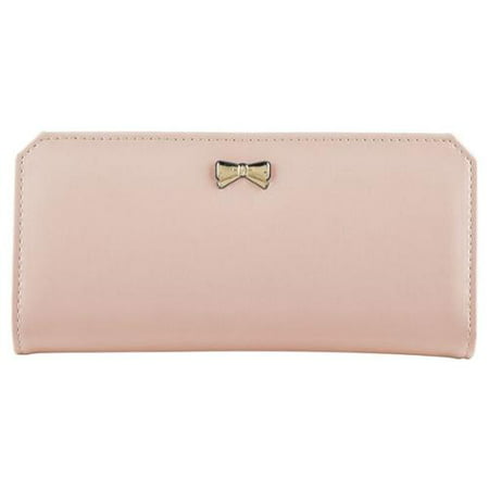 Zodaca Light Pink Women Fashion PU Leather Wallet Button Bowknot Clutch ...