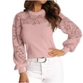 thumbnail image 1 of Timegard Hauts pour Femmes Blouse à Manches Longues en Dentelle Col Rond Mignonne Décontractée Ajustée pour l'Automne, 1 of 8