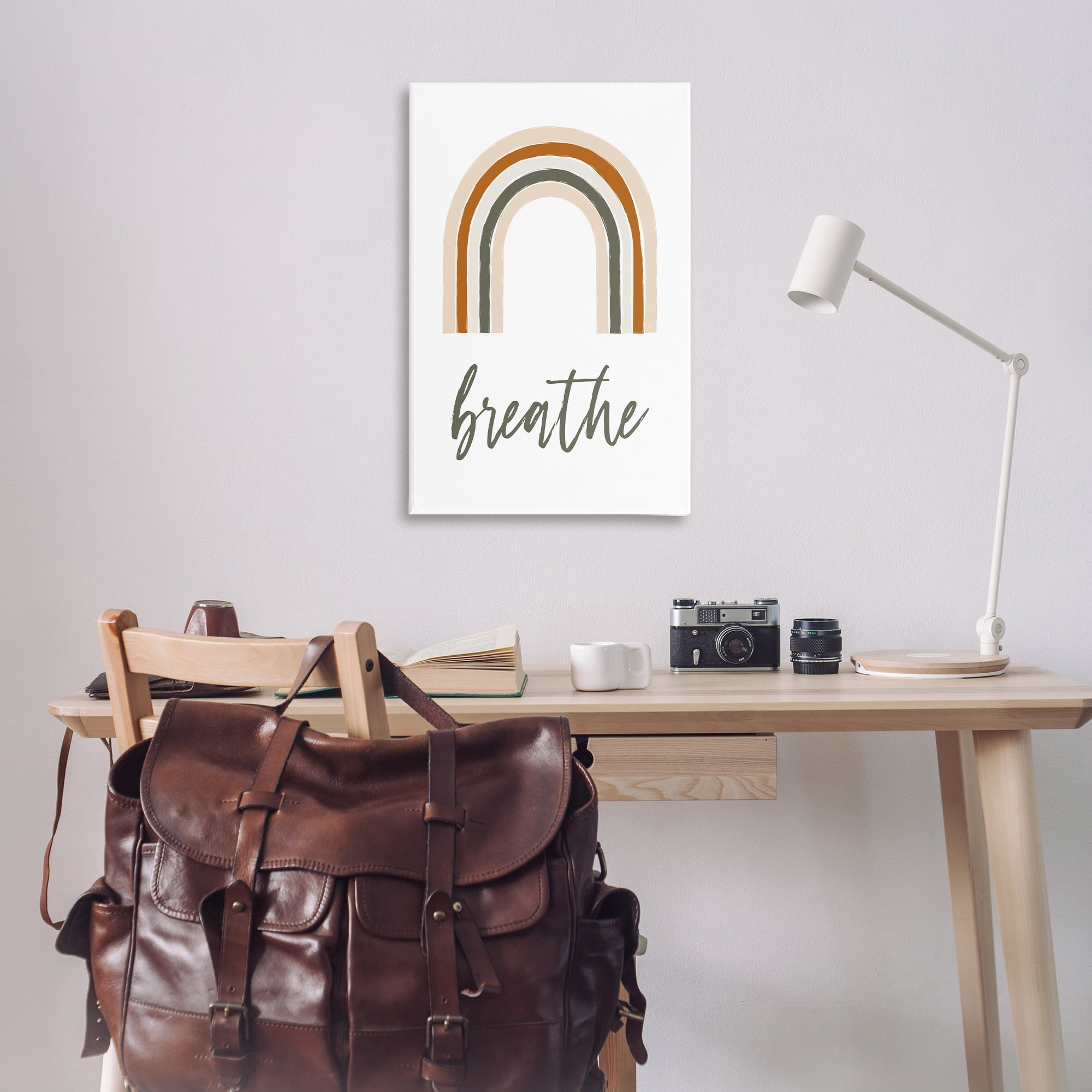 Stupell Industries Breathe with Subtle Earth Tones Text & Numbers Painting Wrapped Canvas Art Print Wall Art, 24 x 36