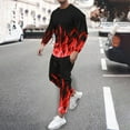 thumbnail image 2 of Honeeladyy Men's Tracksuit 2 Piece Long Sleeve Print Pullover Jogging Track Suit Athletic Casual Sweatsuit #Ae-Black-XXXL, 2 of 5