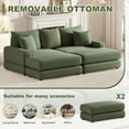 thumbnail image 3 of BUIORD 87" Oversized 3-Seater Sofa with Ottoman, Corduroy Sectional Couch with Pillows, Upholstered Sofa Couch, Deep Seat Chaise Lounge Sofa for Living Room Bedroom, Army Green, 3 of 9