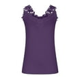 thumbnail image 3 of RYRJJ Women's V Neck Crochet Lace Strappy Cami Tank Tops Dressy Casual Loose Sleeveless Basic Tunic Blouse Shirts(Purple,XXL), 3 of 5