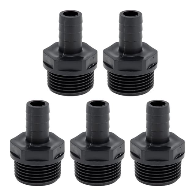 Conector de tubería recto de rosca macho BSPT de 5/8" y 1/2" de ajuste de barbado de plástico Unique Bargains 5 piezas