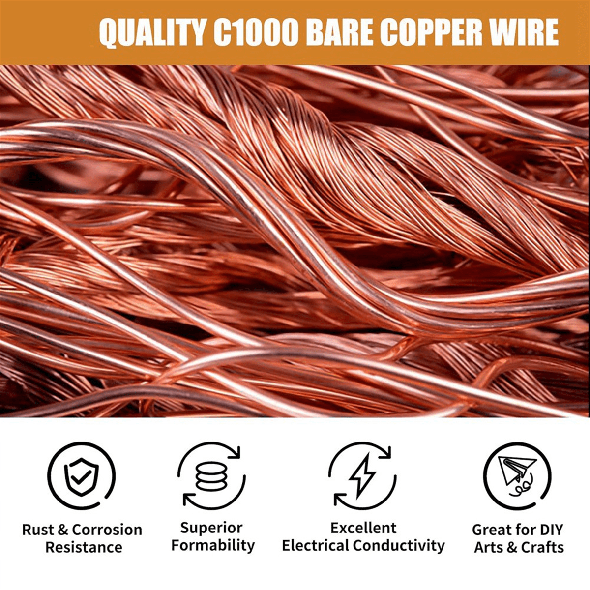 Copper Wire, 99.9% Soft Pure Bare Copper Wire for Gardening, Electroculture,16 Gauge/ 1.3 mm Diameter, 127 Feet,1 Pound