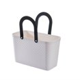 thumbnail image 1 of OUSITAID Hand Basket Portable Stripe Texture Easy to Clean Outdoor Picnic Solid Color Plastic Shopping Pouch for Bathroom, 1 of 8