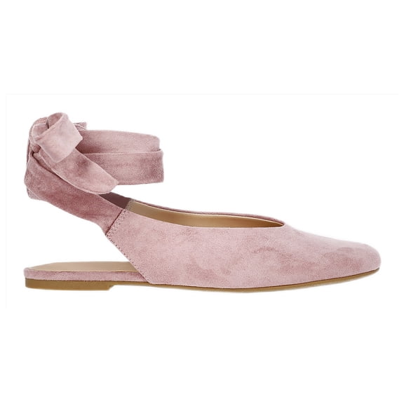 Scoop Women's Faux Suede Ankle Wrap Ballet Flats