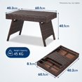 thumbnail image 2 of Yardi Yard Folding PE Rattan Side Coffee Table Patio Garden Furniture-Brown for Outside Patio, Square, 2 of 8