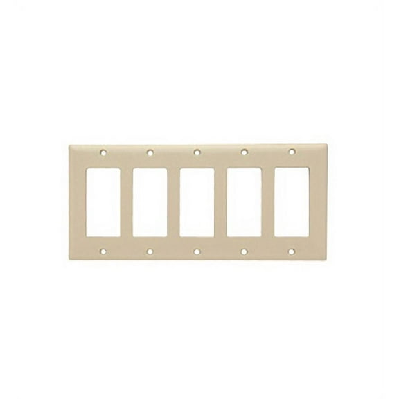 Pass & Seymour SP265-I Ivory Standard 5-Gang Decorator Thermoset Wallplate Cover