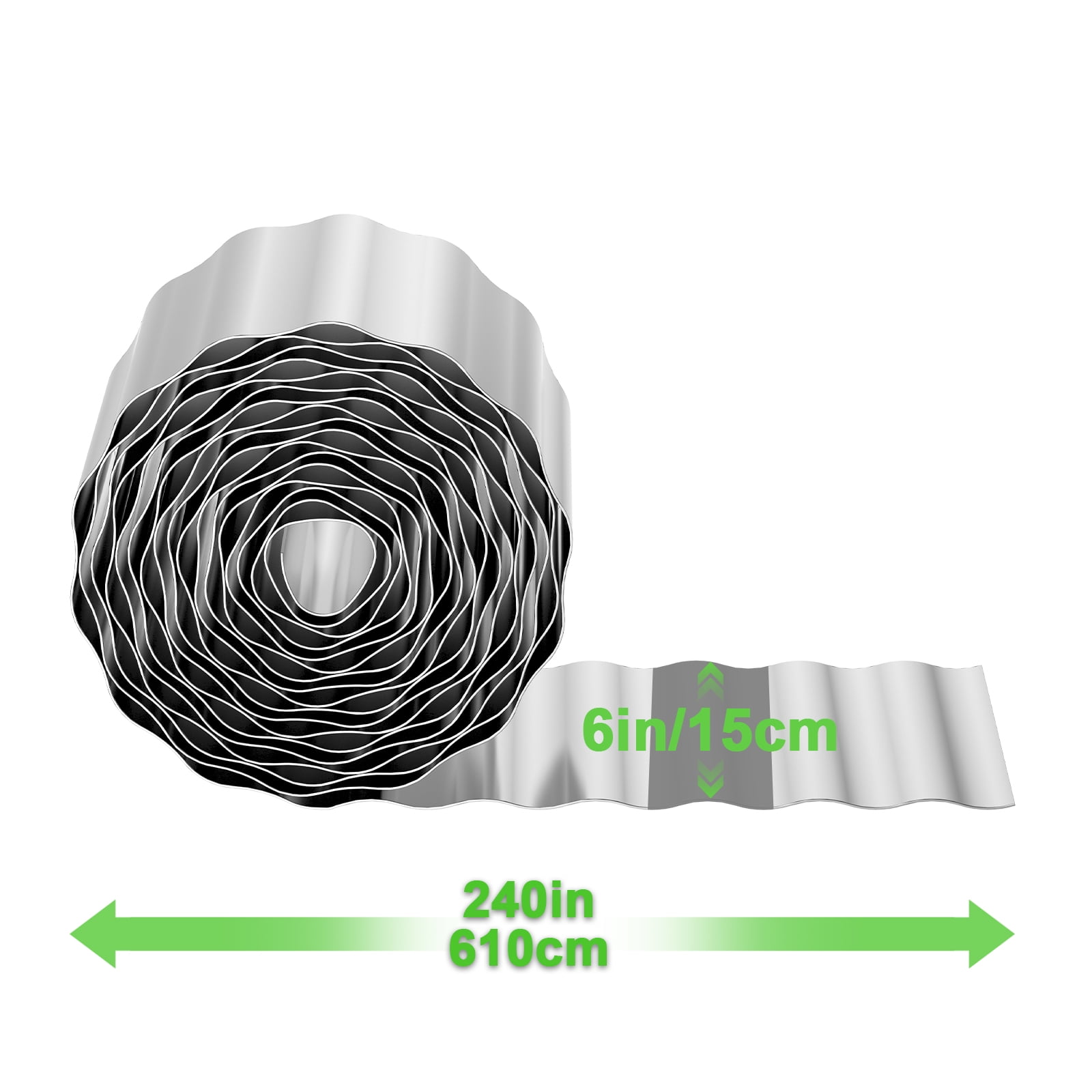 Corrugated Metal Garden Edging, 6''x20FT Galvanized Steel Landscape Border for Flower Beds, Lawn, Yard & Pavers
