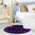 thumbnail image 2 of Unique Bargains Artificial Animal Wool Soft Faux Fur Sheepskin Plush Area Rug Purple 3x3 Feet Round, 2 of 8