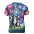 thumbnail image 2 of Happy New Year Bernese Mountain Dog Family Cheer Winter Midnight Firework All Over Print 3D Shirt Unisex Merch Berner Lover Gifts - 02025, 2 of 6
