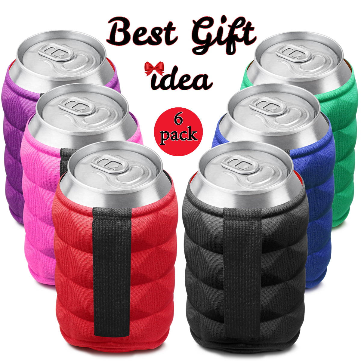 Insulated Beer Can Coolers Sleeves Collapsible Drink Caddies for Party Black 