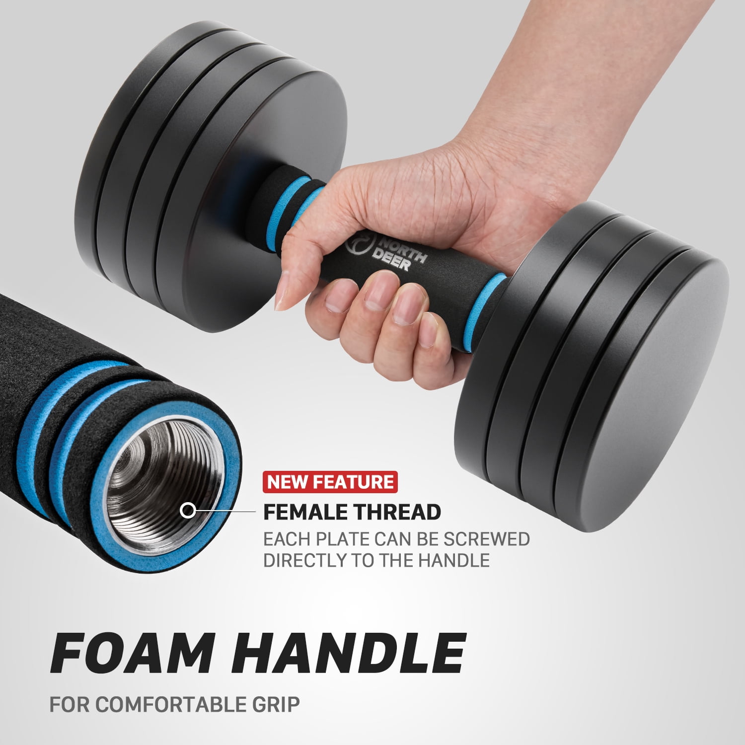 Northdeer 2.0 Upgraded Adjustable Dumbbell Set 40Lbs Steel
