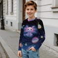 thumbnail image 4 of FUIALDOLG Galaxy Axolotl Girls Basic Long Sleeve Shirts 9-10 Years 2 Pack Crew Neck Top Kids Layering Tees Casual Soft Pullover T-Shirts, 4 of 6