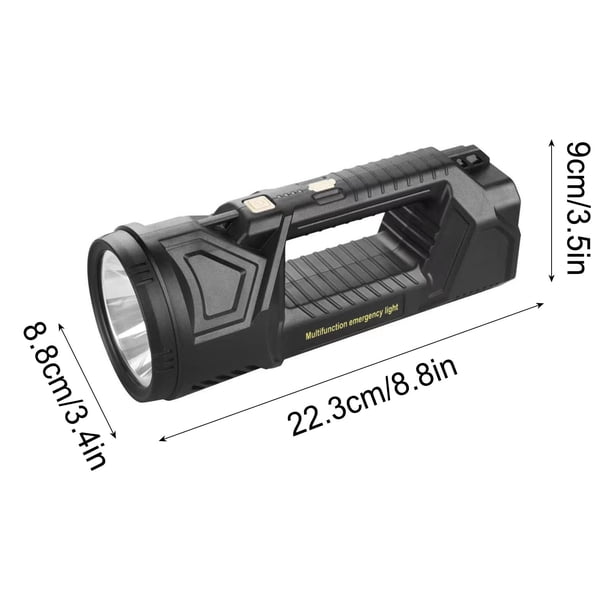 Linterna portátil de doble cabezal superbrillante, foco de mano superbrillante, linterna LED de alta luminosidad, batería grande de larga duración y potente.