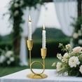 thumbnail image 4 of AuroraX Short Taper Candle Holder Metal Gold Modern O Shape Double Candlestick Holders Romantic Decorative Vintage Rustic Elegant Candle Stand Valentines Day Table Centerpieces Dining Wedding Decor, 4 of 6