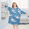 thumbnail image 5 of joogoo Wearable Blanket Hoodie for Kids Cute Sharks Cartoon Flannel Oversized Sweatshirt 3-14 Years S, 5 of 7