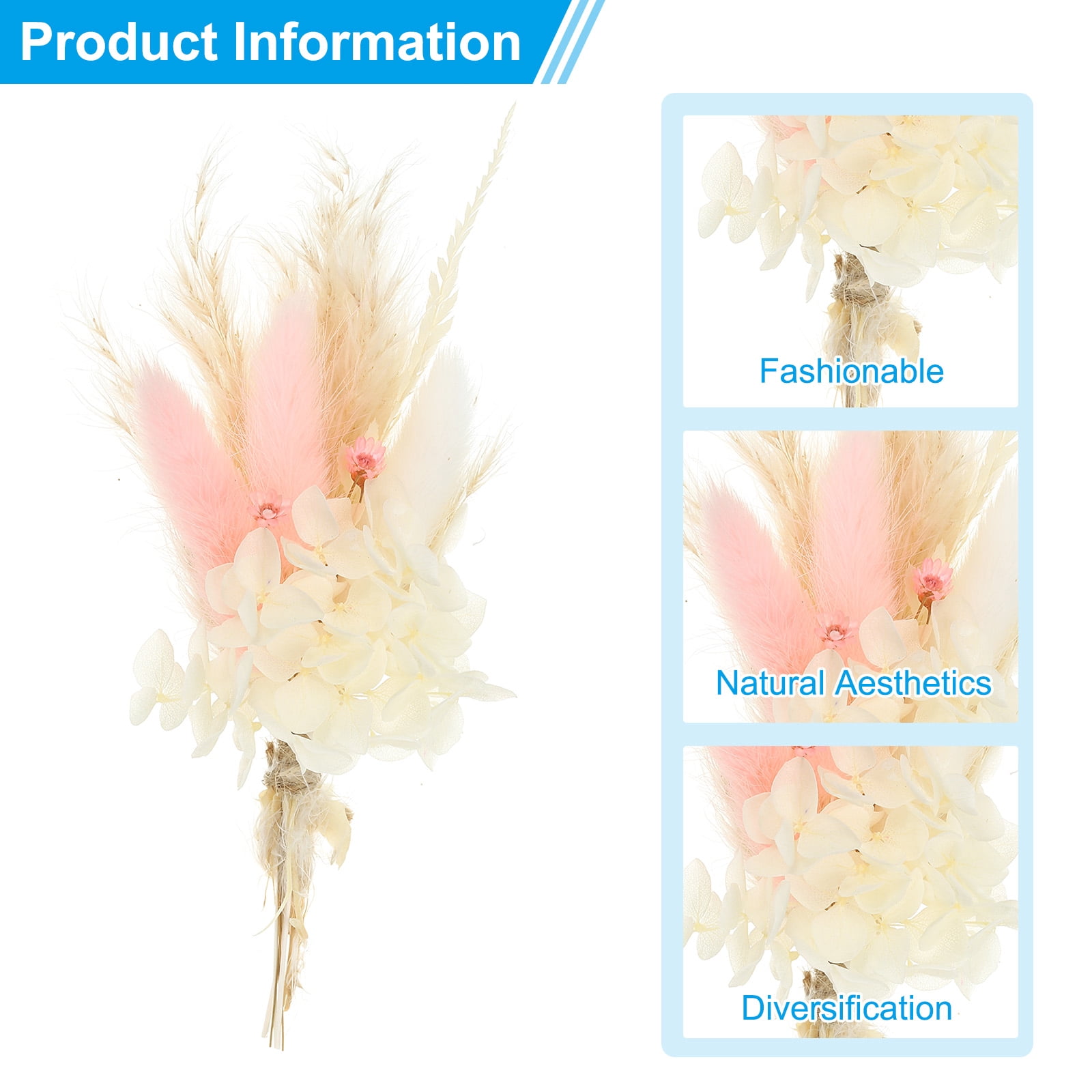 Uxcell 10 Pcs Mini Pampas Grass Dried Flower Bouquet Baby's Breath Boho Light Pink