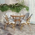 thumbnail image 3 of Flash Furniture Indoor/Outdoor Commercial French Bistro 31.5" Table, White and Gray PE Rattan, Glass Top with 4 Stack Chairs - Natural Frame, 3 of 10